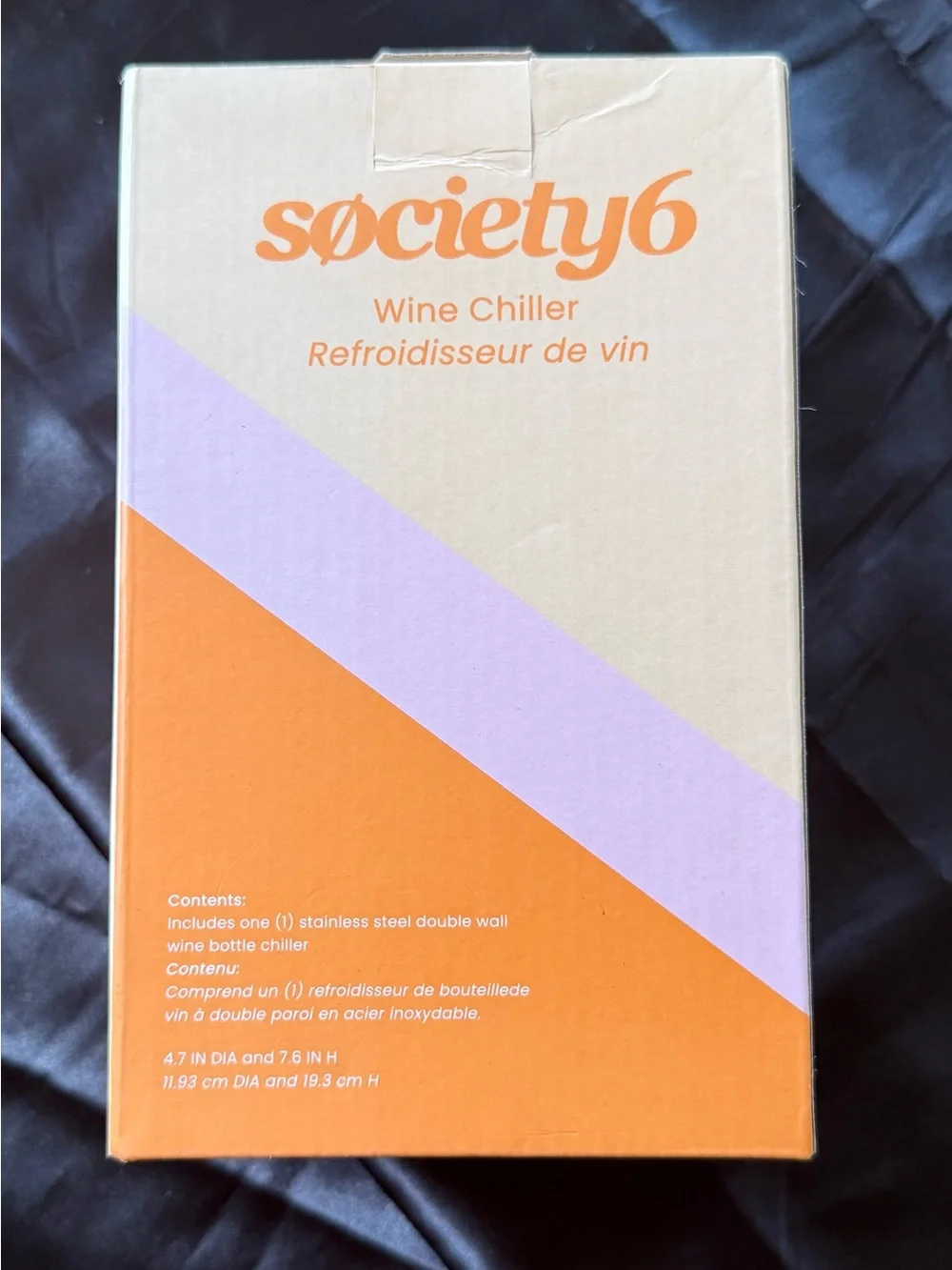 NIB Society 6 Mod Wine Chiller Double Wall Stainless Steel, 4.7” x 7.6”